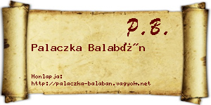 Palaczka Balabán névjegykártya